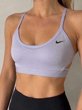 Nike Strappy Wrap Back Sports Bra Light Grey